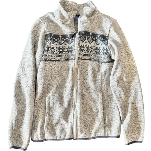 Laura Scott Gray Fair Isle Zip-Up Jacket – Size S - Picture 1 of 6